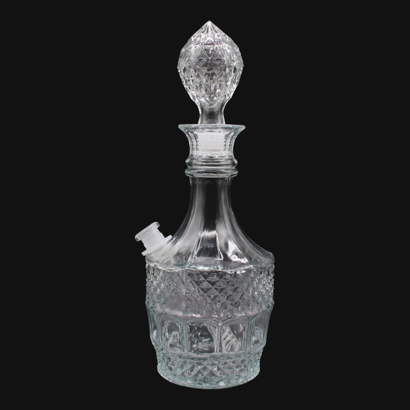 710 Pipes Smoke Shop vintage style clear crystal decanter water pipe with a 14mm joint and ornate glass stopper