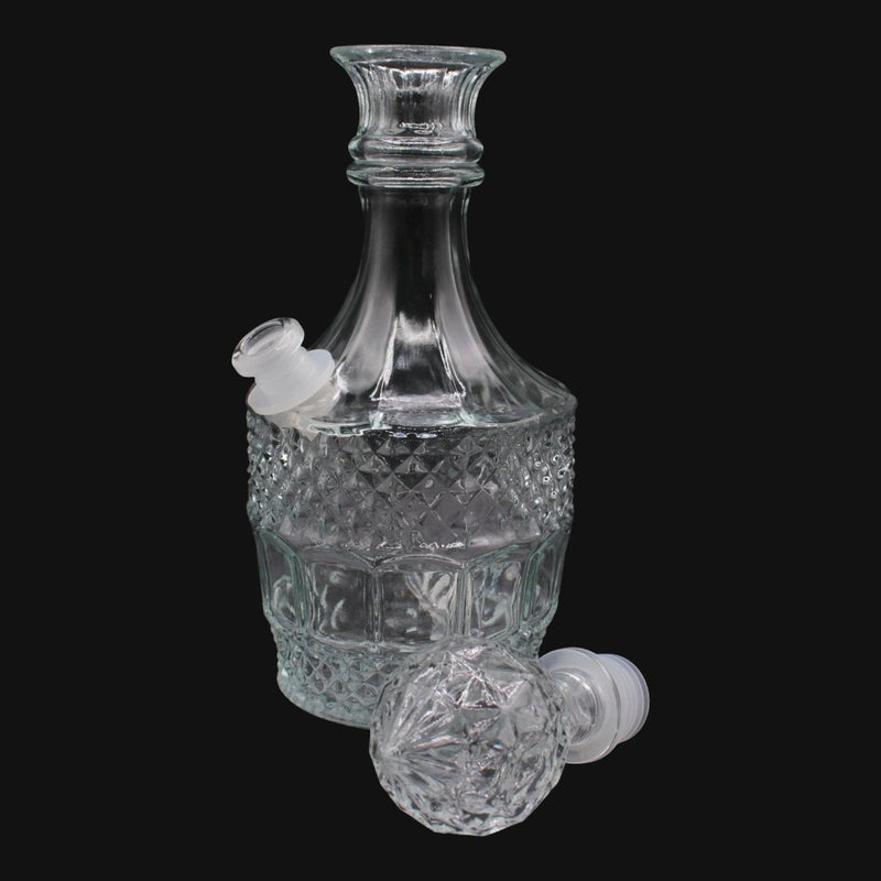 710 Pipes Smoke Shop vintage style clear crystal decanter water pipe with a 14mm joint and diamond cut glass texture.