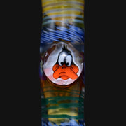 710 Pipes Smoke Shop Matty White Carnival glass one hitter pipe featuring a Daffy Duck character marble design