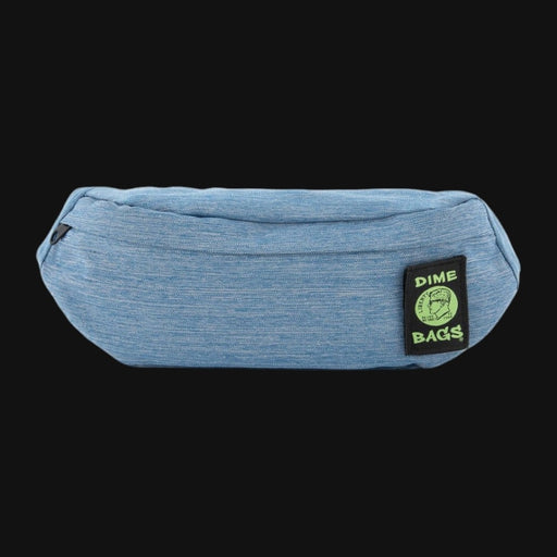710 Pipes Smoke Shop Dime Bags Puff Pack in blue, a water-resistant fanny pack with a signature logo patch.