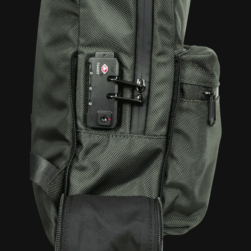 710 Pipes Smoke Shop Dime Bags The Earner smell-proof commuter backpack in olive green with integrated TSA lock