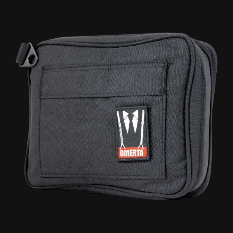 710 Pipes Smoke Shop black Dime Bags Omerta The Boss smell-proof storage pouch with front pocket and logo patch