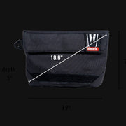 710 Pipes Smoke Shop Dime Bags Omerta The Collector smell-proof bag in black with dimensions and velcro patch detail