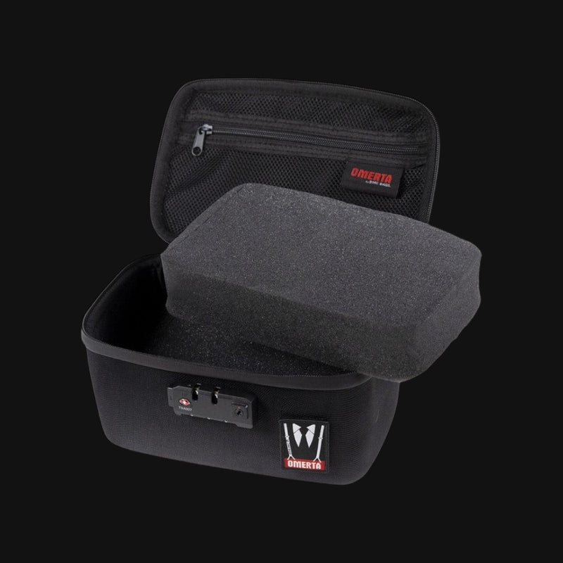 710 Pipes Smoke Shop Dime Bags Omerta Soldier 10-inch smell-proof case with TSA lock and customizable foam interior.