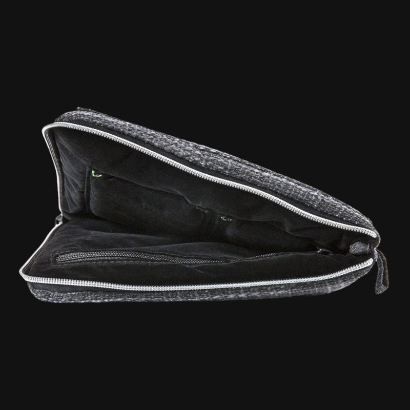 710 Pipes Smoke Shop Dime Bags 10-inch padded pouch with durable grey Hempster exterior and soft black velour interior.