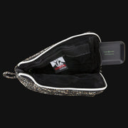710 Pipes Smoke Shop Dime Bags 7-inch padded pouch in textured black fabric with open zipper and internal storage