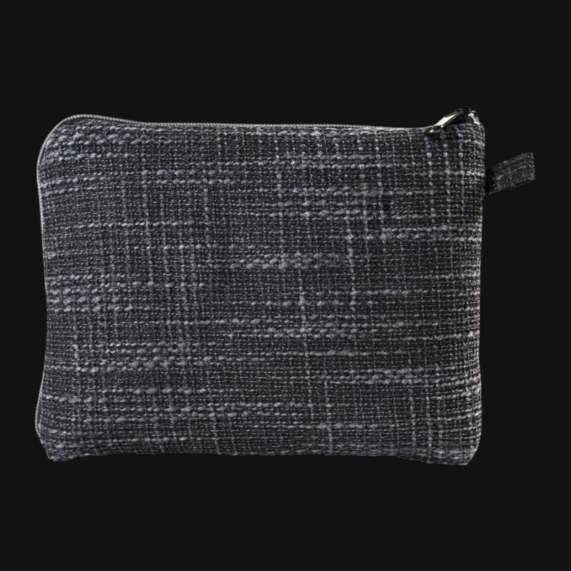 710 Pipes Smoke Shop Dime Bags 10-inch padded pouch in charcoal grey textured Hempster fabric with a secure zipper.