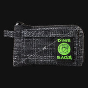 710 Pipes Smoke Shop Dime Bags 7-inch padded pouch in grey textured Hempster fabric with a green logo patch.