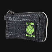 710 Pipes Smoke Shop Dime Bags 7-inch padded pouch in black textured Hempster fabric with a green logo patch.