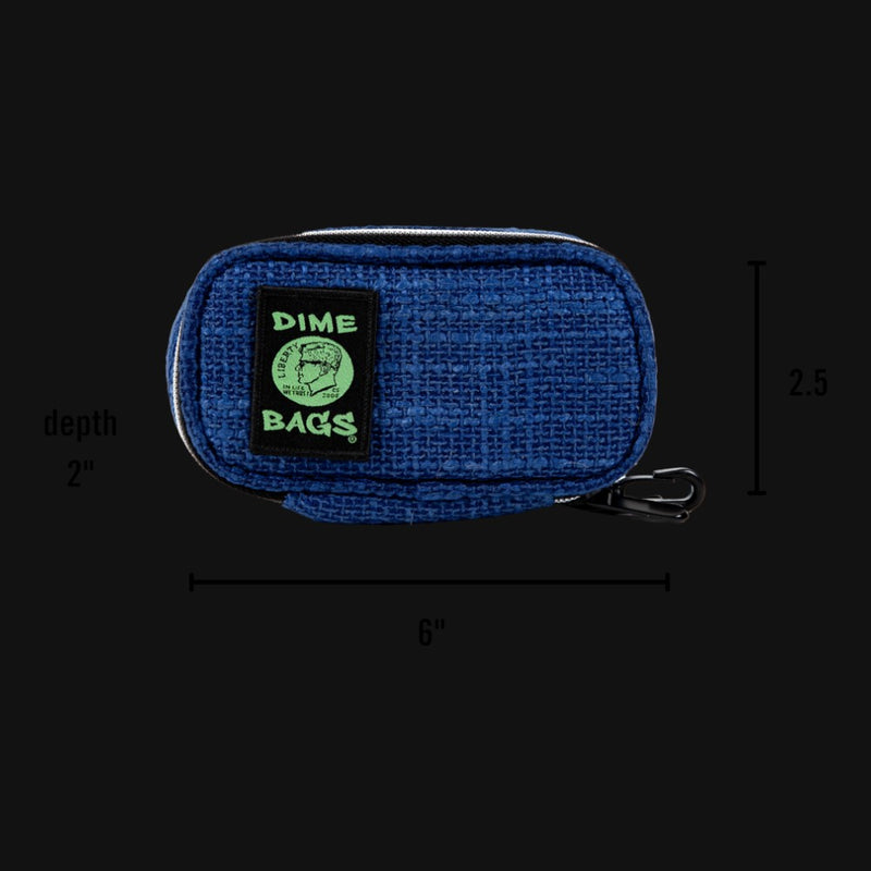 710 Pipes Smoke Shop Dime Bags 6-inch blue hempster padded travel case with clip and logo patch