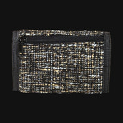 710 Pipes Smoke Shop Dime Bags tri-fold wallet in textured black and gold Hempster fabric with an external zipper.