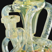 710 Pipes Smoke Shop Doom Glass faceted recycler with quad up-take and wishbone drain in fumed clear glass