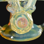 Doom Glass faceted recycler with quad up-take and wishbone drain, available at 710 Pipes Smoke Shop.