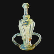 710 Pipes Smoke Shop Doom Glass faceted recycler with quad up-take and wishbone drain in fumed borosilicate glass.