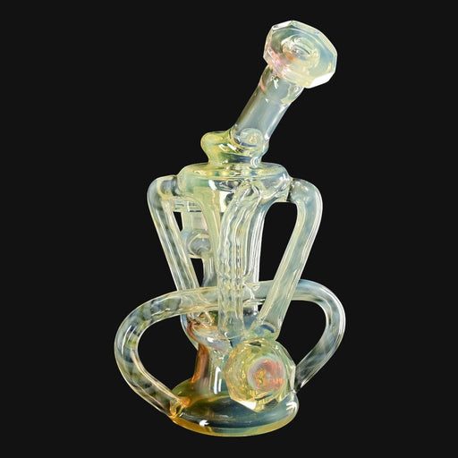Doom Glass faceted recycler rig with quad up-take and wishbone drain.