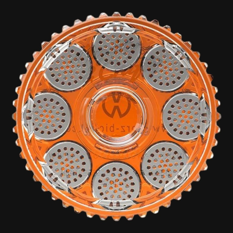 710 Pipes Smoke Shop S&B Dosing Cap Magazine with 8 stainless steel capsules in an orange circular holder