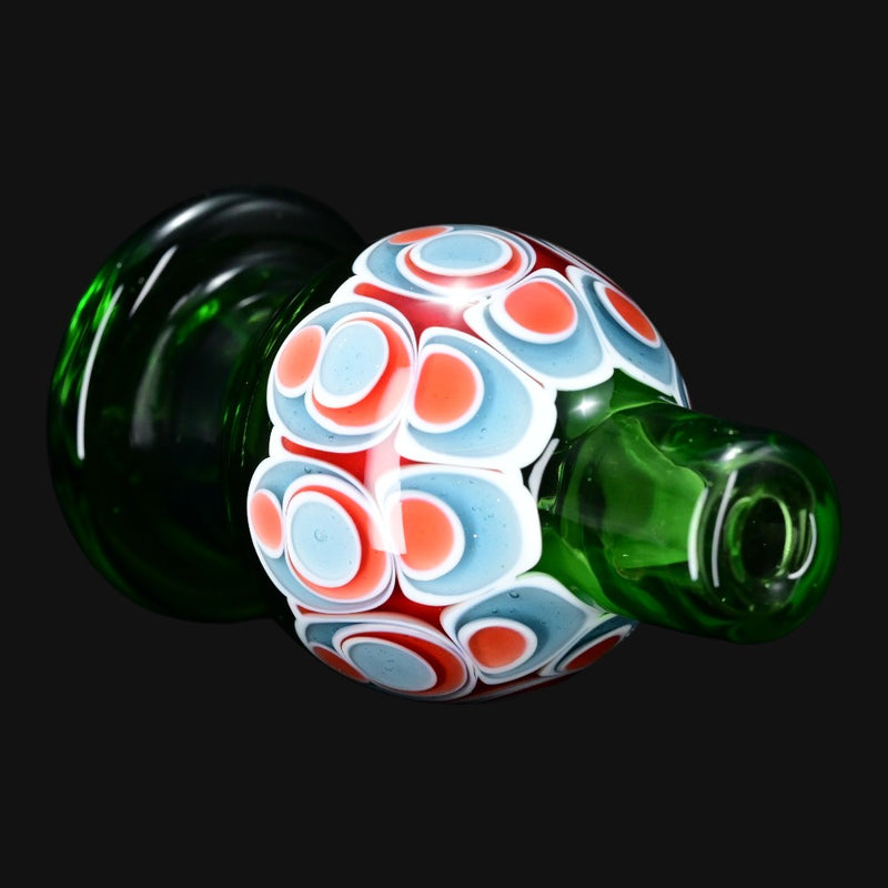 710 Pipes Smoke Shop R.L.Dots Dotstack bubble cap featuring intricate red, white, and blue glass dot patterns.
