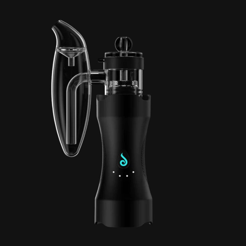 Dr. Dabber XS portable e-Rig in black with glass attachment, available at 710 Pipes Smoke Shop.