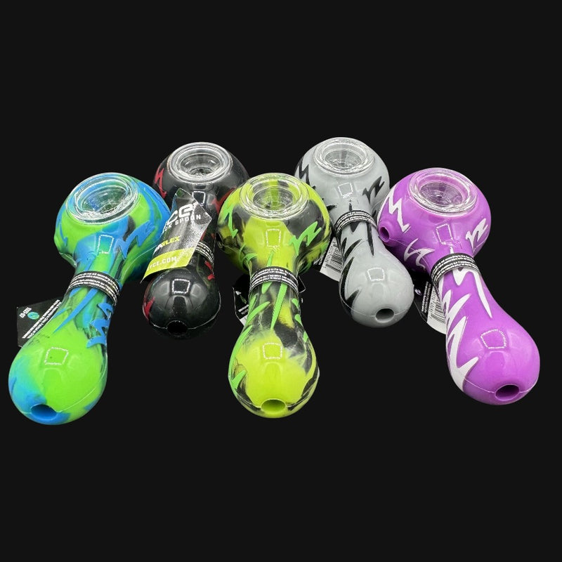 710 Pipes Smoke Shop collection of colorful Eyce Oraflex silicone pipes with borosilicate glass bowls