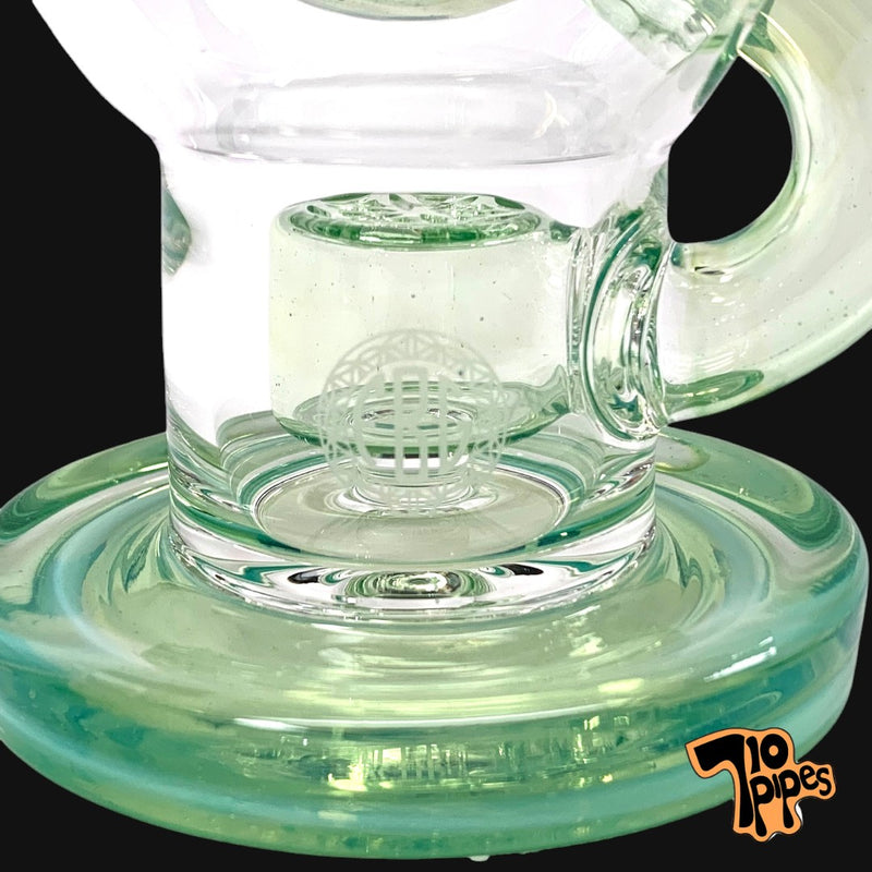 710 Pipes Smoke Shop Fat Boy Glass Ball Rig in Titan color, featuring a seed of life percolator and 14mm joint.