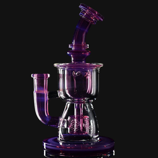 710 Pipes Smoke Shop Fat Boy Torus Royal Jelly glass water pipe with 14mm joint and purple iridescent finish.