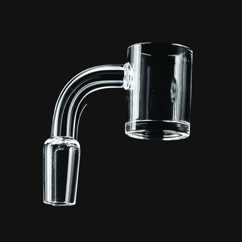 710 Pipes Smoke Shop clear quartz flat-top banger for dabbing with a 90-degree joint connection