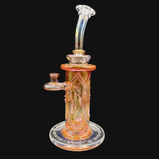 710 Pipes Smoke Shop Avant-Garde Fumed Elementum Columnar rig with pink accent dots and Membrane Tech.