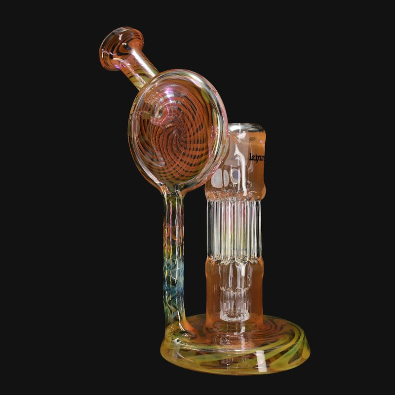 710 Pipes Smoke Shop Leisure Pillar Disc Fumed Recycler glass water pipe with intricate spiral design and clear perc