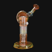 710 Pipes Smoke Shop Leisure Pillar Disc Fumed Recycler glass water pipe with intricate swirl patterns