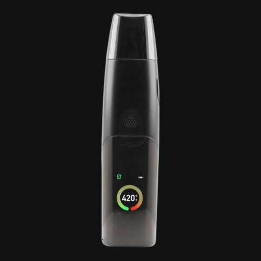 G Pen Elite II dry herb vaporizer by 710 Pipes Smoke Shop featuring a black finish and active OLED temperature display