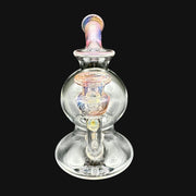 710 Pipes Smoke Shop AF Accented Geyser Rig, 6 inches tall, 10mm joint, clear glass with colorful accents.