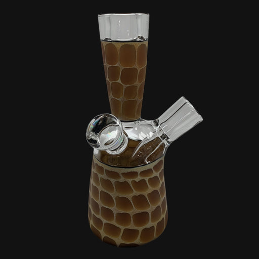 710 Pipes Smoke Shop Robertson Zoo-Tube Rig with giraffe pattern glass and clear accents. Features a 10mm joint.