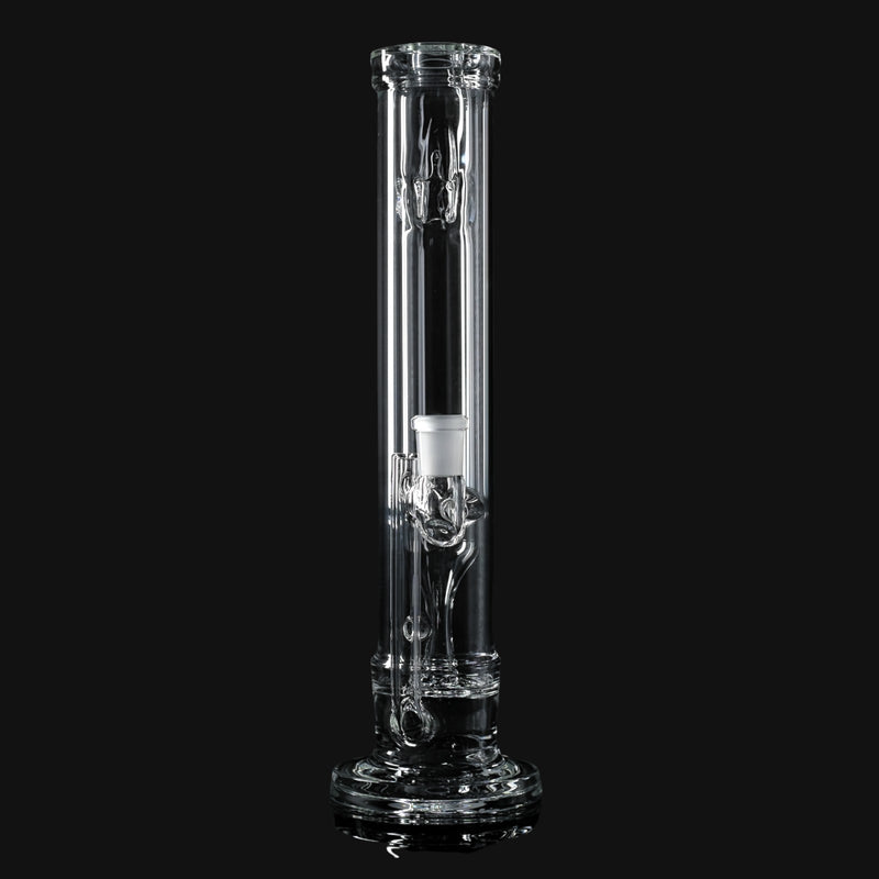 710 Pipes Smoke Shop Hamm Outside/In Tube #1, a clear glass bong with a 14mm 90° joint and thin walls, 12 inches tall.