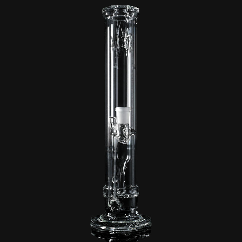 710 Pipes Smoke Shop Hamm Outside/In Tube #2, clear glass bong with 14mm 90° joint and thin wall construction, 12 3/4" tall.