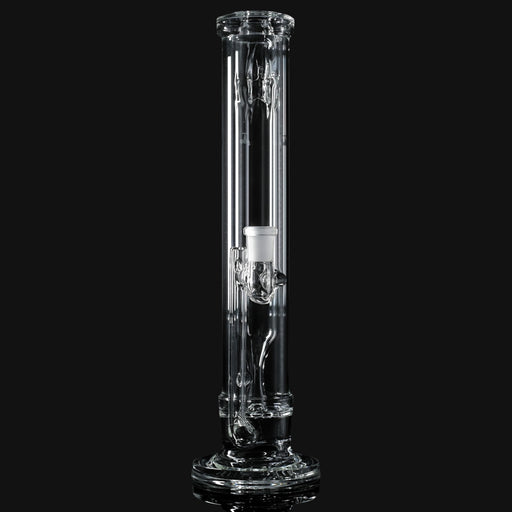 710 Pipes Smoke Shop Hamm Outside/In Tube #2, clear glass bong with 14mm 90° joint and thin wall construction, 12 3/4" tall.