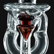 710 Pipes Smoke Shop AF Partial Color Recycler glass dab rig with red accent, 7 inches tall, 10mm joint.