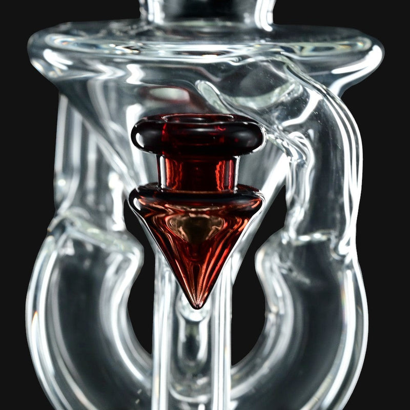 710 Pipes Smoke Shop AF Partial Color Recycler glass dab rig with red accent, 7 inches tall, 10mm joint.