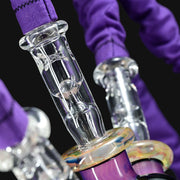 710 Pipes Smoke Shop glass hookah rig with purple fabric accents, dichro accents, and marble.