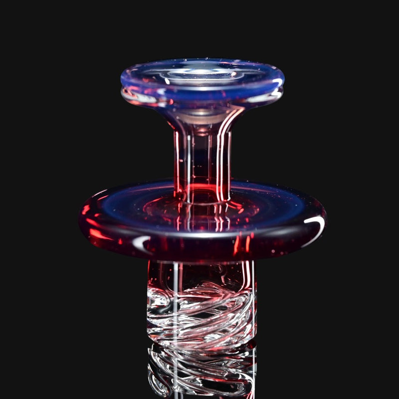 710 Pipes Smoke Shop blue and red glass incycler dab rig with a 10mm joint and unique swirl design.
