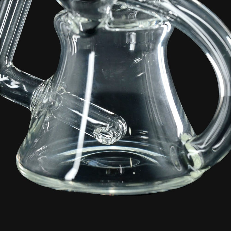 710 Pipes Smoke Shop clear borosilicate glass recycler water pipe with orange accents.