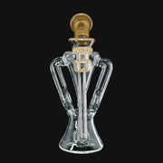 710 Pipes Smoke Shop clear borosilicate glass recycler water pipe with orange accents.