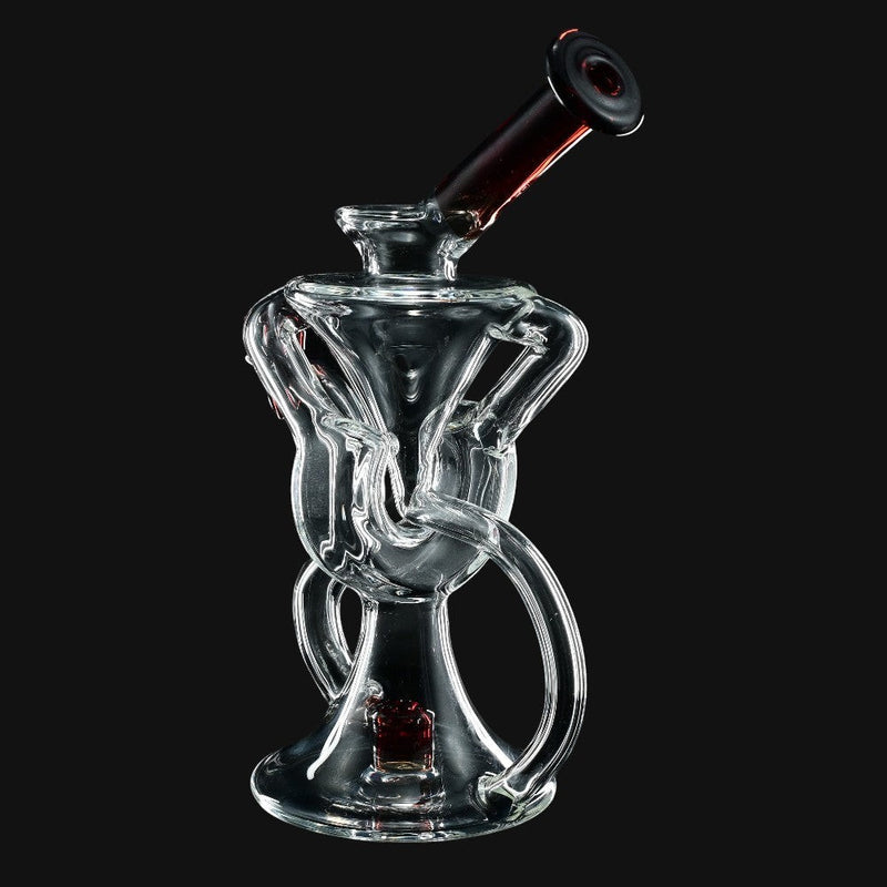 710 Pipes Smoke Shop AF Partial Color Recycler glass water pipe, 7 inches tall with 10mm joint and red accents.