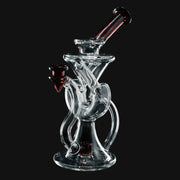 710 Pipes Smoke Shop AF Partial Color Recycler glass water pipe with red accents, 7 inches tall, 10mm joint.