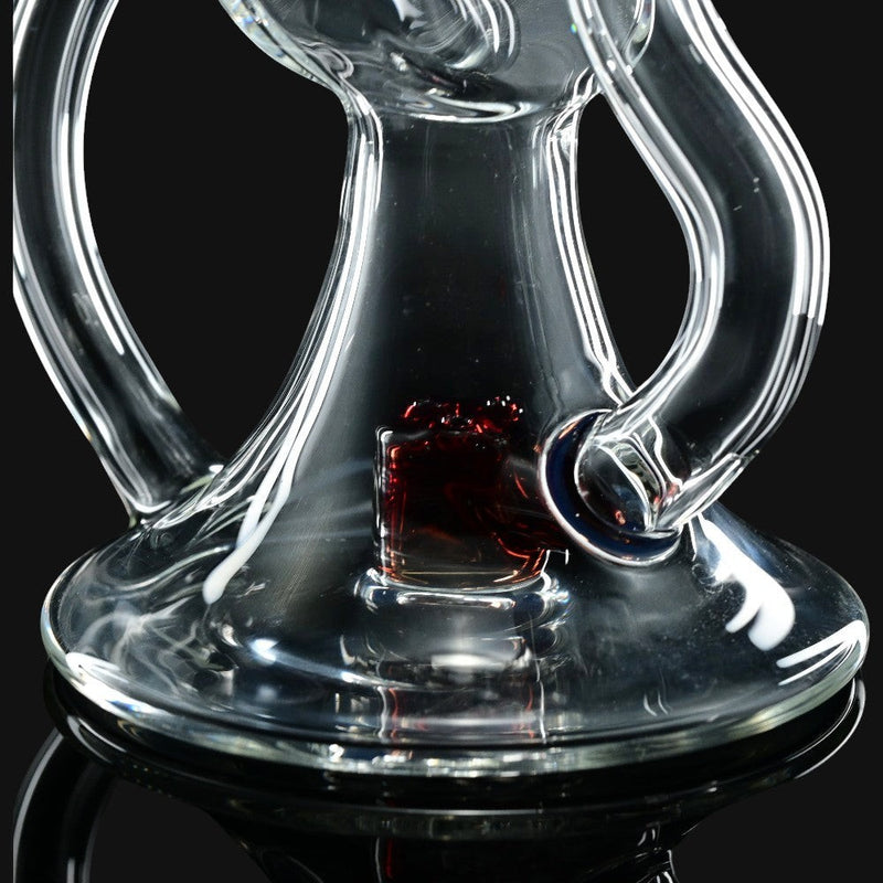 710 Pipes Smoke Shop AF Partial Color Recycler glass water pipe with red accents, 7 inches tall, 10mm joint.