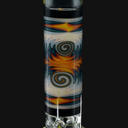 710 Pipes Smoke Shop yellow, orange, and blue wigwag glass tube water pipe, 16 inches tall with 14mm joint.