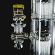 710 Pipes Smoke Shop yellow, orange, and blue wigwag glass tube with double tree perc chambers.