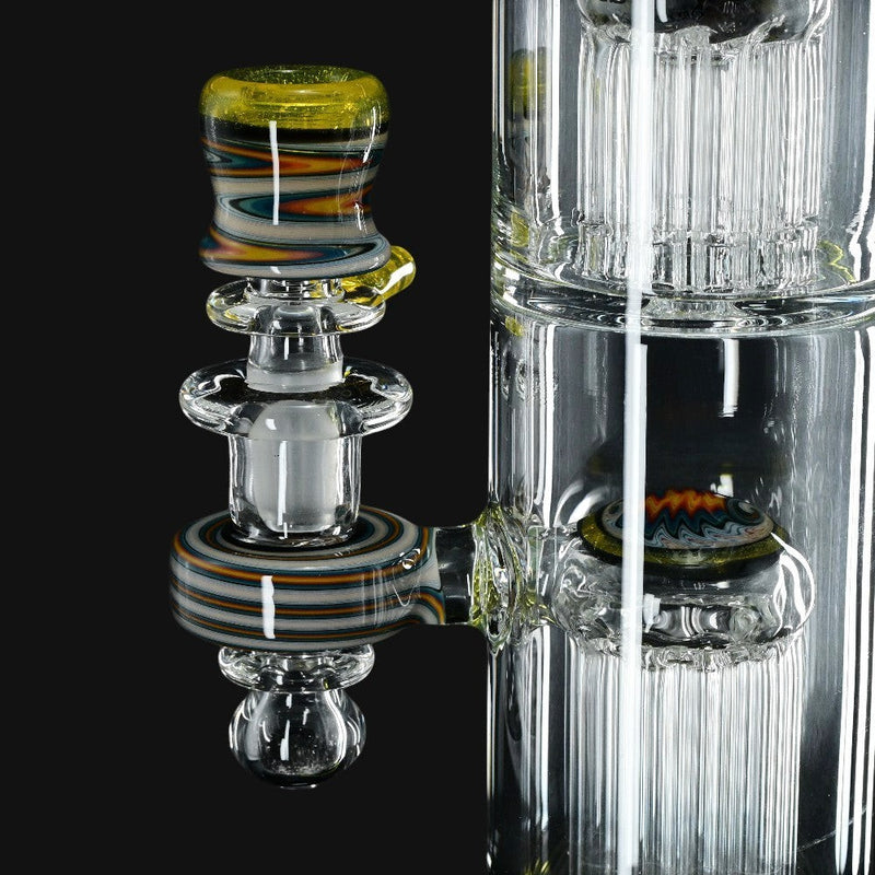 710 Pipes Smoke Shop yellow, orange, and blue wigwag glass tube with double tree perc chambers.