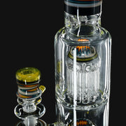 710 Pipes Smoke Shop yellow, orange, and blue wigwag glass tube with tree perc and matching bowl.