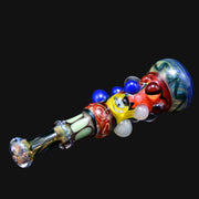 710 Pipes Smoke Shop Matty White Xtreme One Hitter glass pipe with Grateful Dead bear design and colorful glass beads.
