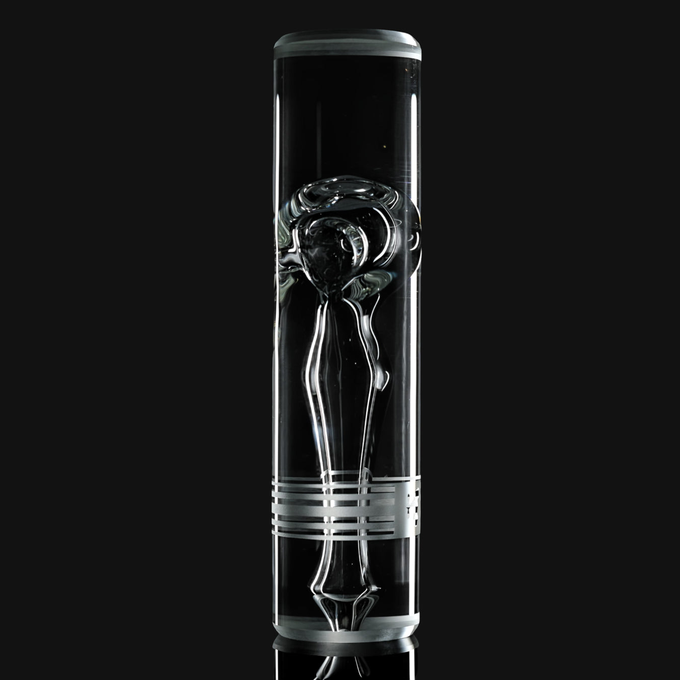 710 Pipes Smoke Shop Hamm Negative Spoon Pipe, clear glass, 6.5" L x 1.5" D, unique internal design